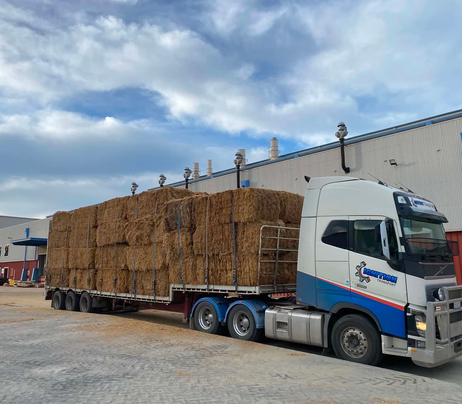 Loaded semi tipper at the shed